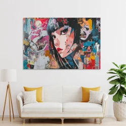 Art graffiti japonais Peinture sur toile sans cadre, impressions posters art mural pour déco maison chambre bureau
