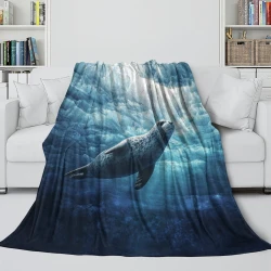 Phoque Plaid en Polaire Imprimé 3D Couverture Douce Confortable pour Canapé Lit Bureau
