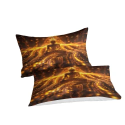 Bouddha Housse de Couette Imprimée 3D Douce 3 Pièces Literie Garçons Filles