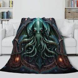 Mythe de l'horreur Cthulhu Plaid en Polaire Imprimé 3D Couverture Douce Confortable pour Canapé Lit Bureau