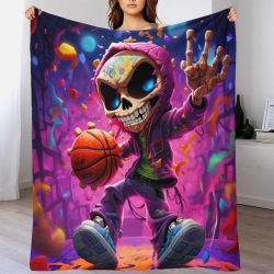 Calavera Manta de Forro Polar Impresa en 3D Suave y Acogedora para Sofá Cama Oficina
