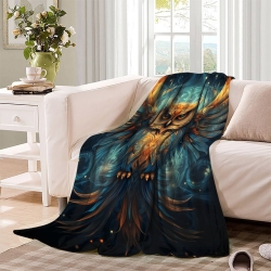 Hibou Plaid en Polaire Imprimé 3D Couverture Douce Confortable pour Canapé Lit Bureau