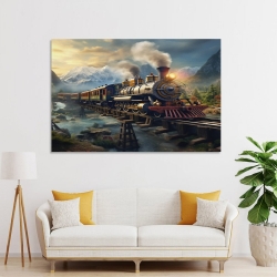Train à vapeur Peinture sur toile sans cadre, impressions posters art mural pour déco maison chambre bureau