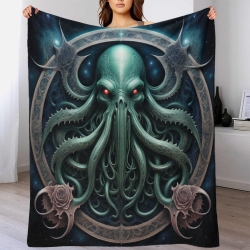 Mythe de l'horreur Cthulhu Plaid en Polaire Imprimé 3D Couverture Douce Confortable pour Canapé Lit Bureau