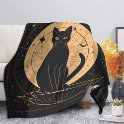 Chat Plaid en Polaire Imprimé 3D Couverture Douce Confortable pour Canapé Lit Bureau