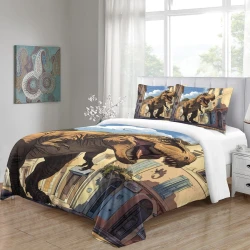 Dinosaure Housse de Couette Imprimée 3D Douce 3 Pièces Literie Garçons Filles