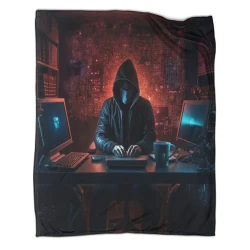Hacker Coperta in Pile Stampata 3D Morbida e Confortevole per Divano Letto Ufficio