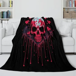 Crâne Plaid en Polaire Imprimé 3D Couverture Douce Confortable pour Canapé Lit Bureau