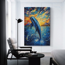 Dauphin Peinture sur toile sans cadre, impressions posters art mural pour déco maison chambre bureau