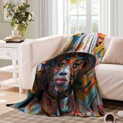 Art abstrait Femmes Plaid en Polaire Imprimé 3D Couverture Douce Confortable pour Canapé Lit Bureau
