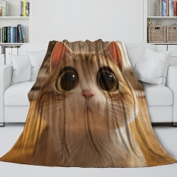 Chat Plaid en Polaire Imprimé 3D Couverture Douce Confortable pour Canapé Lit Bureau