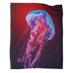 Méduse Plaid en Polaire Imprimé 3D Couverture Douce Confortable pour Canapé Lit Bureau