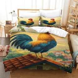 Coq Housse de Couette Imprimée 3D Douce 3 Pièces Literie Garçons Filles