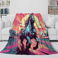 Cheval Plaid en Polaire Imprimé 3D Couverture Douce Confortable pour Canapé Lit Bureau