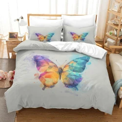 Papillon Housse de Couette Imprimée 3D Douce 3 Pièces Literie Garçons Filles