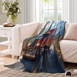 Gros camion Plaid en Polaire Imprimé 3D Couverture Douce Confortable pour Canapé Lit Bureau