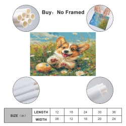 Corgi Peinture sur toile sans cadre, impressions posters art mural pour déco maison chambre bureau