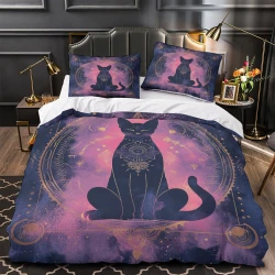 Chat Housse de Couette Imprimée 3D Douce 3 Pièces Literie Garçons Filles