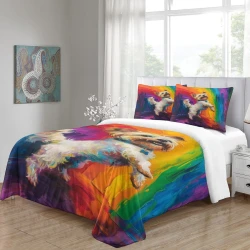 Yorkshire Terrier Housse de Couette Imprimée 3D Douce 3 Pièces Literie Garçons Filles