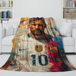 Lionel Messi Coperta in Pile Stampata 3D Morbida e Confortevole per Divano Letto Ufficio
