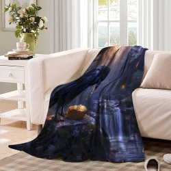 Corbeau Plaid en Polaire Imprimé 3D Couverture Douce Confortable pour Canapé Lit Bureau