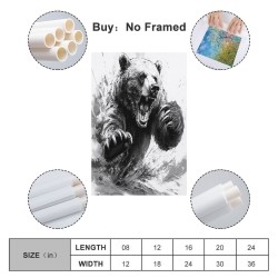 Ours brun Peinture sur toile sans cadre, impressions posters art mural pour déco maison chambre bureau
