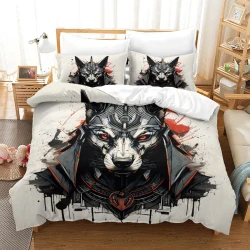 Dieu égyptien Anubis Housse de Couette Imprimée 3D Douce 3 Pièces Literie Garçons Filles