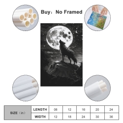 Loup Peinture sur toile sans cadre, impressions posters art mural pour déco maison chambre bureau