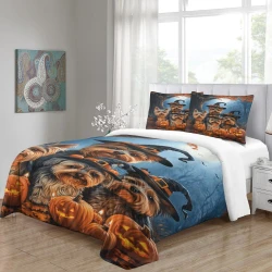 Yorkshire Terrier Housse de Couette Imprimée 3D Douce 3 Pièces Literie Garçons Filles