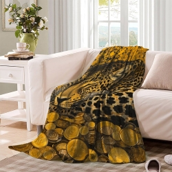 Leopard 3D Gedruckte Fleece-Decke Weiche Gemütliche Decke für Sofa Bett Büro