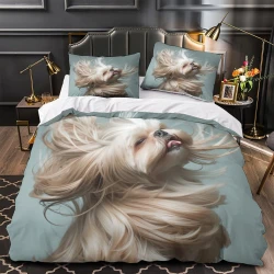 Shih Tzu Housse de Couette Imprimée 3D Douce 3 Pièces Literie Garçons Filles