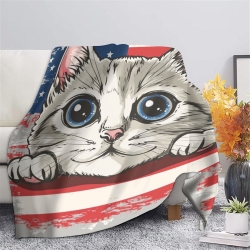 American Shorthair Chat Plaid en Polaire Imprimé 3D Couverture Douce Confortable pour Canapé Lit Bureau