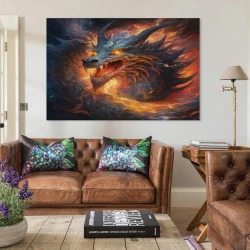 oriental Dragon Peinture sur toile sans cadre, impressions posters art mural pour déco maison chambre bureau