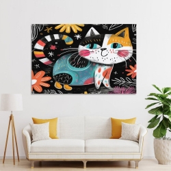 Chat Peinture sur toile sans cadre, impressions posters art mural pour déco maison chambre bureau