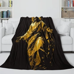 Dieu et Jésus Plaid en Polaire Imprimé 3D Couverture Douce Confortable pour Canapé Lit Bureau