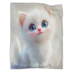 Cute Chat Plaid en Polaire Imprimé 3D Couverture Douce Confortable pour Canapé Lit Bureau