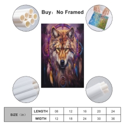 Loup Peinture sur toile sans cadre, impressions posters art mural pour déco maison chambre bureau