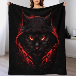 Chat Plaid en Polaire Imprimé 3D Couverture Douce Confortable pour Canapé Lit Bureau