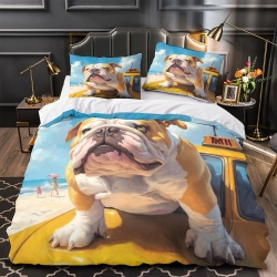 Bouledogue Housse de Couette Imprimée 3D Douce 3 Pièces Literie Garçons Filles