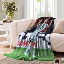 Lionel Messi Plaid en Polaire Imprimé 3D Couverture Douce Confortable pour Canapé Lit Bureau