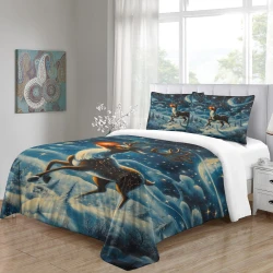 Renne Housse de Couette Imprimée 3D Douce 3 Pièces Literie Garçons Filles