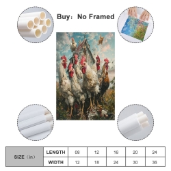 Coq Peinture sur toile sans cadre, impressions posters art mural pour déco maison chambre bureau