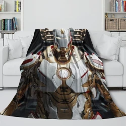 Avengers Iron Man Plaid en Polaire Imprimé 3D Couverture Douce Confortable pour Canapé Lit Bureau