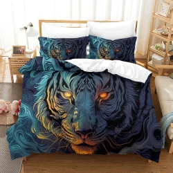 Tigre Funda Nórdica Impresa en 3D Suave 3 Piezas Ropa de Cama para Niños Niñas