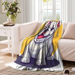 Bouledogue Plaid en Polaire Imprimé 3D Couverture Douce Confortable pour Canapé Lit Bureau