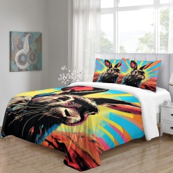Lapin Housse de Couette Imprimée 3D Douce 3 Pièces Literie Garçons Filles