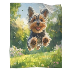Yorkshire Terrier Plaid en Polaire Imprimé 3D Couverture Douce Confortable pour Canapé Lit Bureau