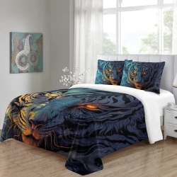 Tigre Funda Nórdica Impresa en 3D Suave 3 Piezas Ropa de Cama para Niños Niñas