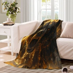 Ours noir Plaid en Polaire Imprimé 3D Couverture Douce Confortable pour Canapé Lit Bureau