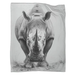 Rhinocéros Plaid en Polaire Imprimé 3D Couverture Douce Confortable pour Canapé Lit Bureau